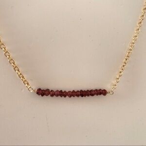 ARTISAN 14k gold ruby minimalist dainty beaded chain choker necklace NEW